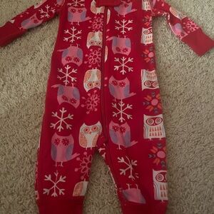 Hanna Andersson Winter Red Owl Print Kids Footless Pajamas